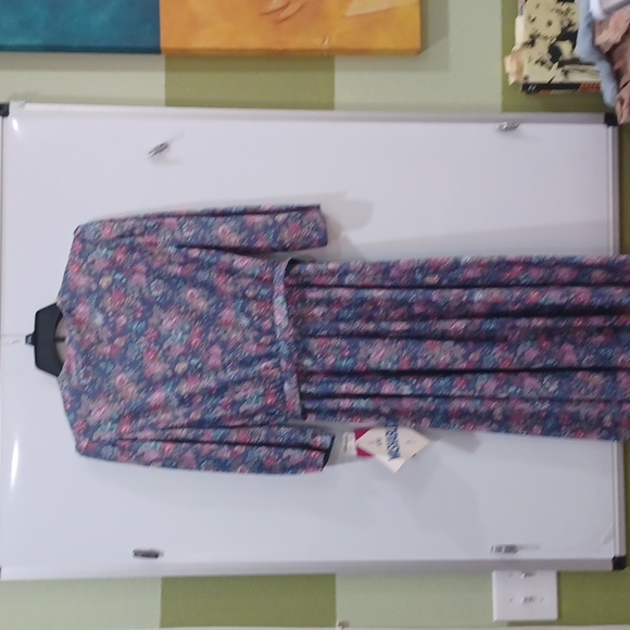 Sz 8P Whirlaway Frocks NWT Blue Flora Deadstock Cottagecore Prairie Dress w/belt - Picture 8 of 12